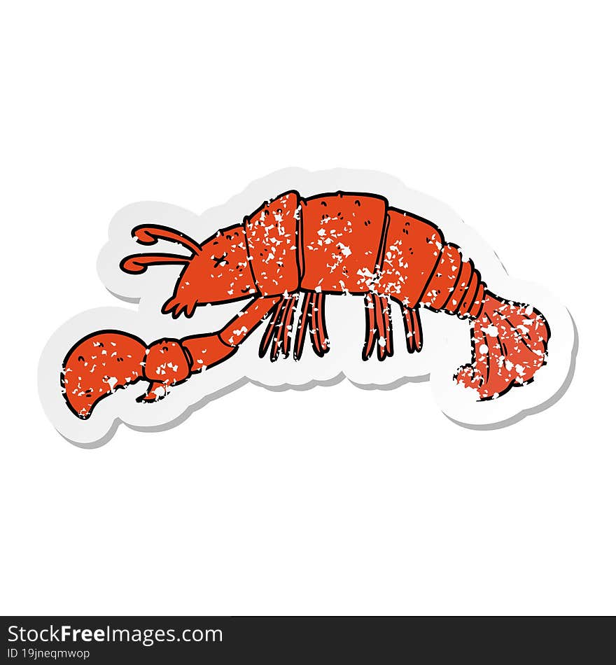 distressed sticker of a cartoon lobster