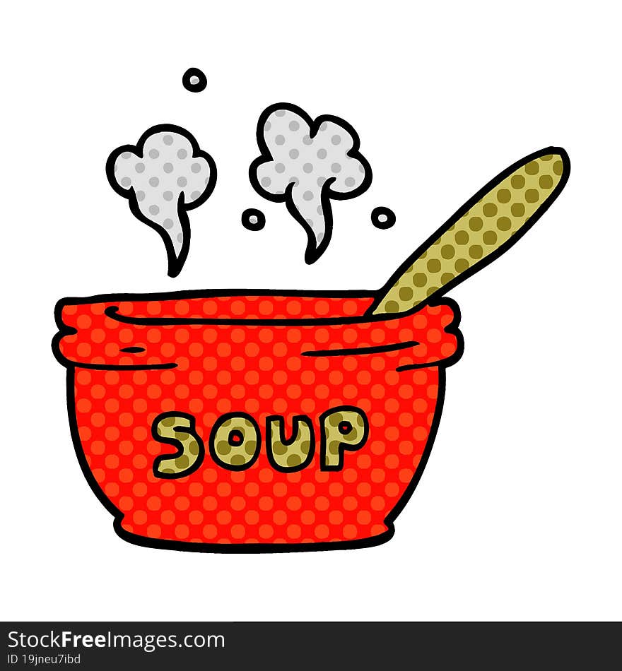 cartoon doodle of hot soup