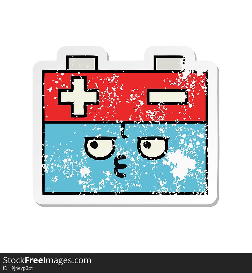 distressed sticker of a cute cartoon car battery