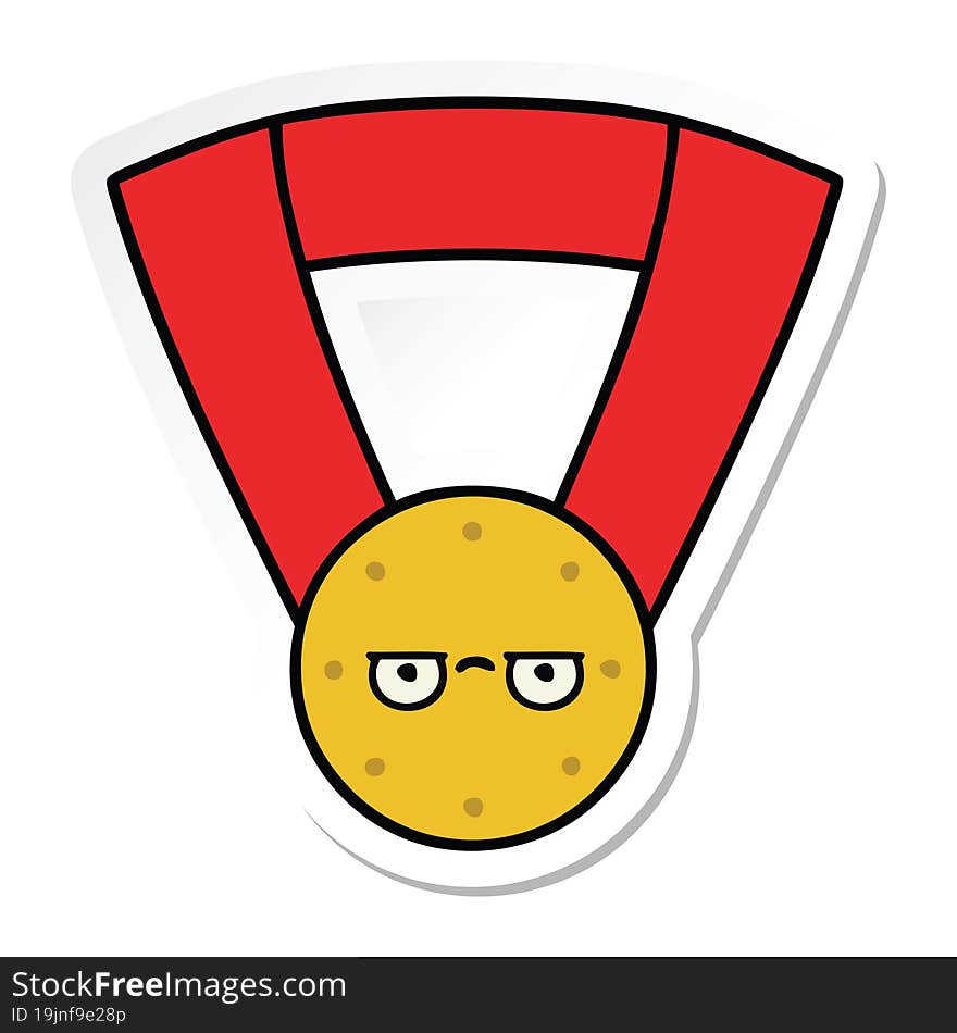 sticker of a cute cartoon gold medal