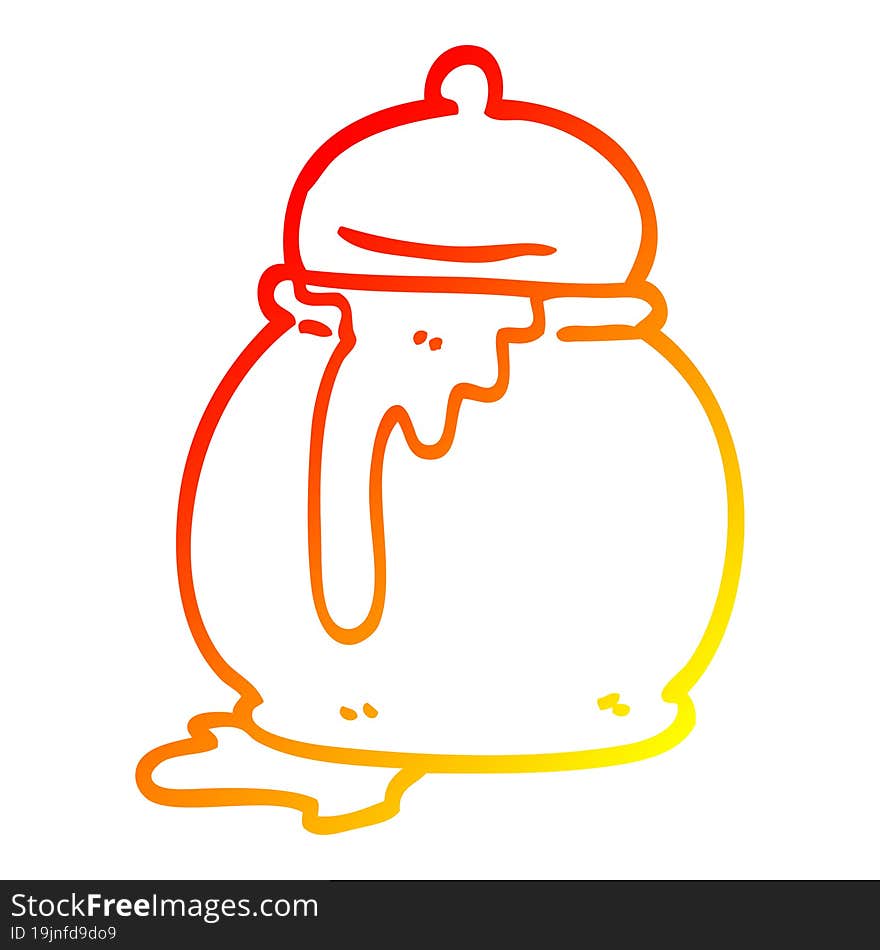 warm gradient line drawing of a cartoon honey pot