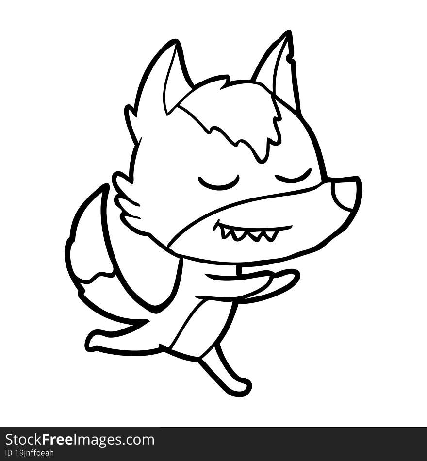 friendly cartoon wolf running. friendly cartoon wolf running