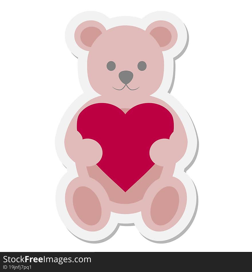 teddy bear holding heart sticker