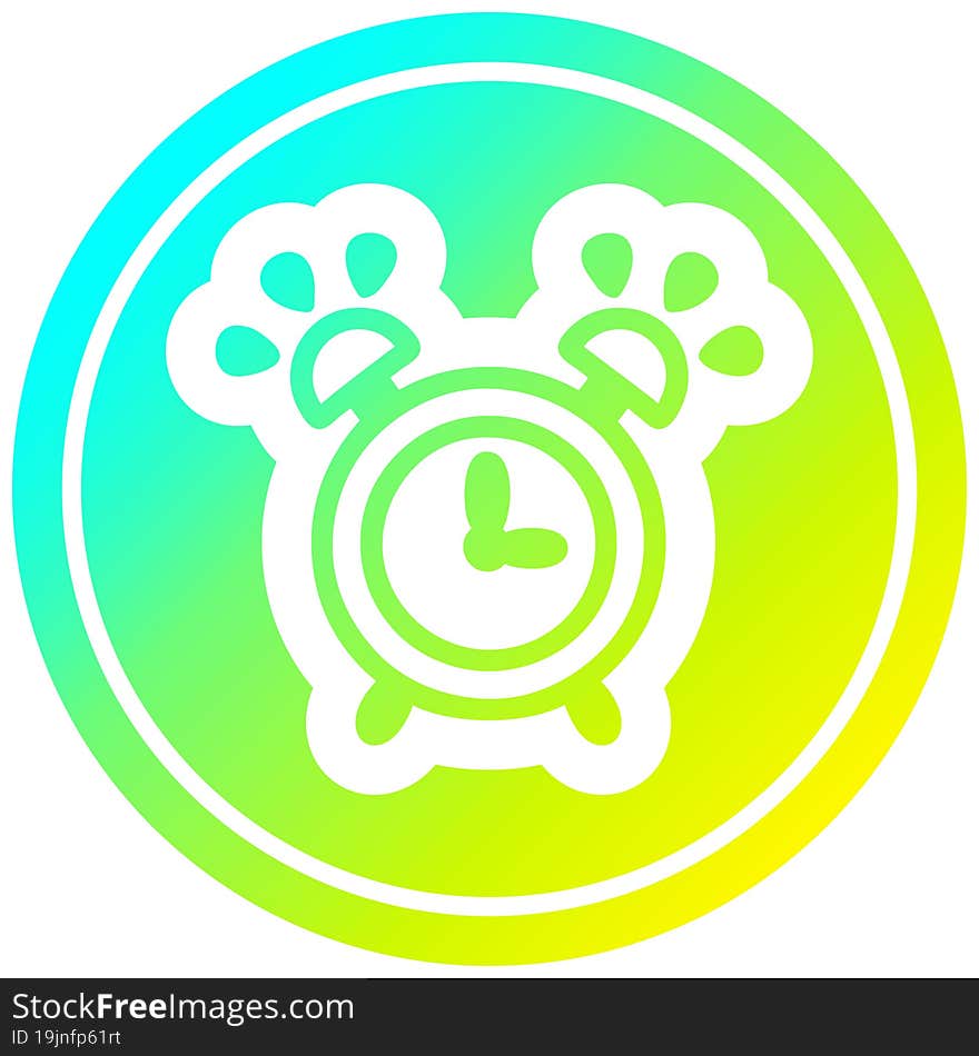 ringing alarm clock circular in cold gradient spectrum