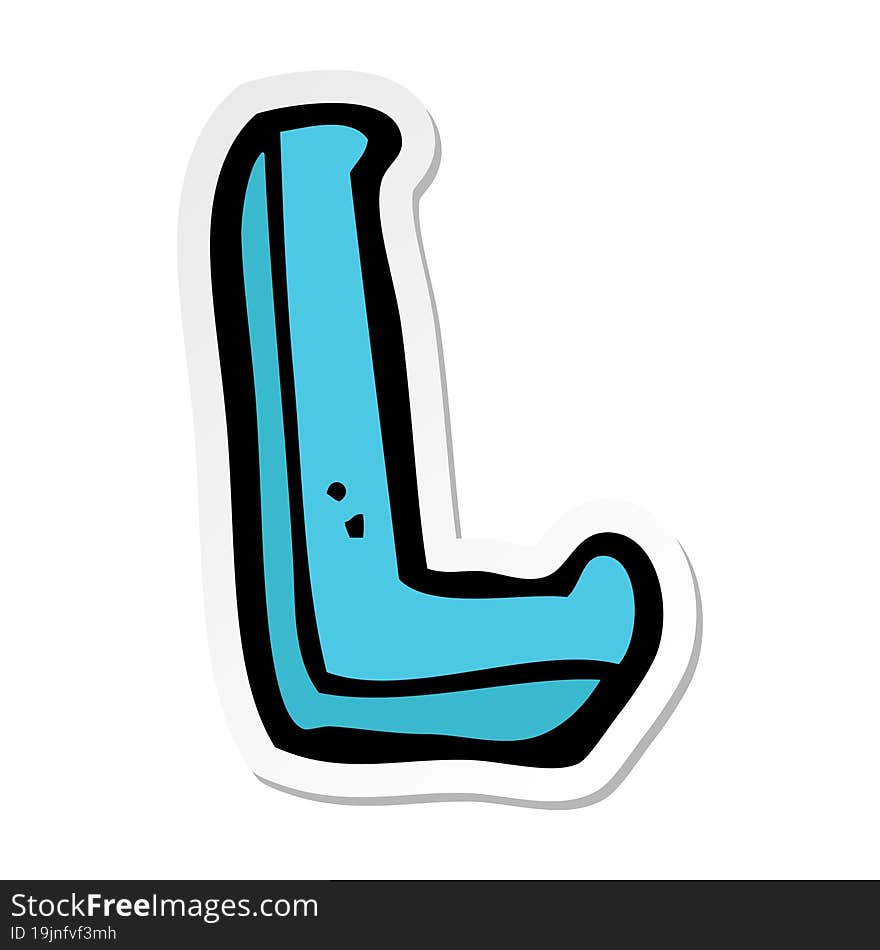 sticker of a cartoon letter L