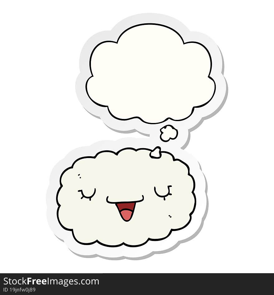 cartoon cloud and thought bubble as a printed sticker