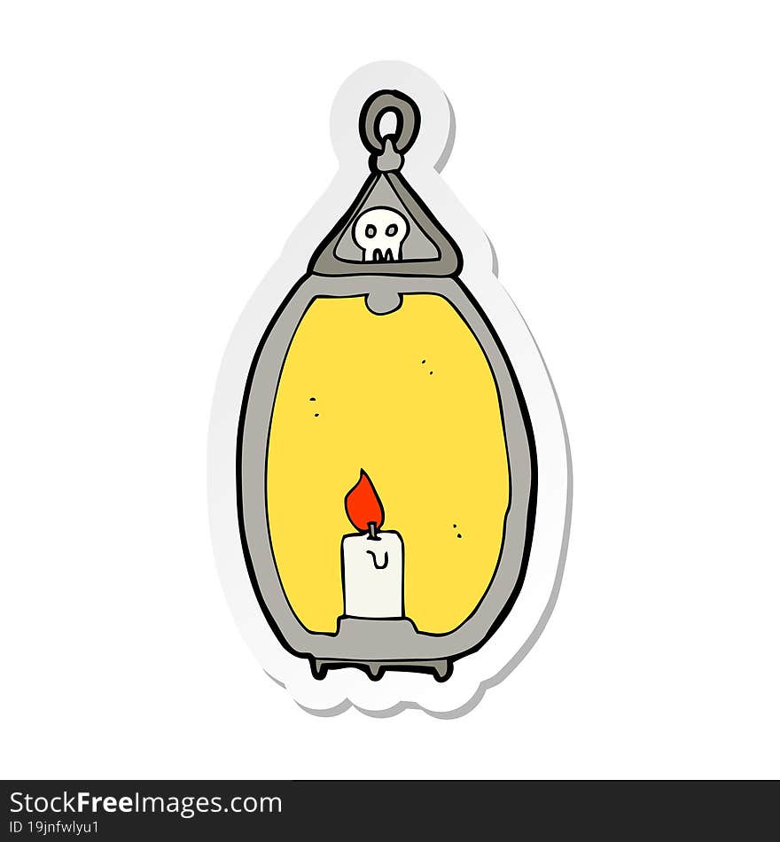 sticker of a cartoon spooky lantern