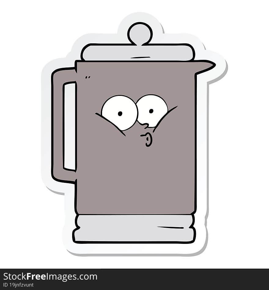 Sticker Of A Cartoon Electric Kettle