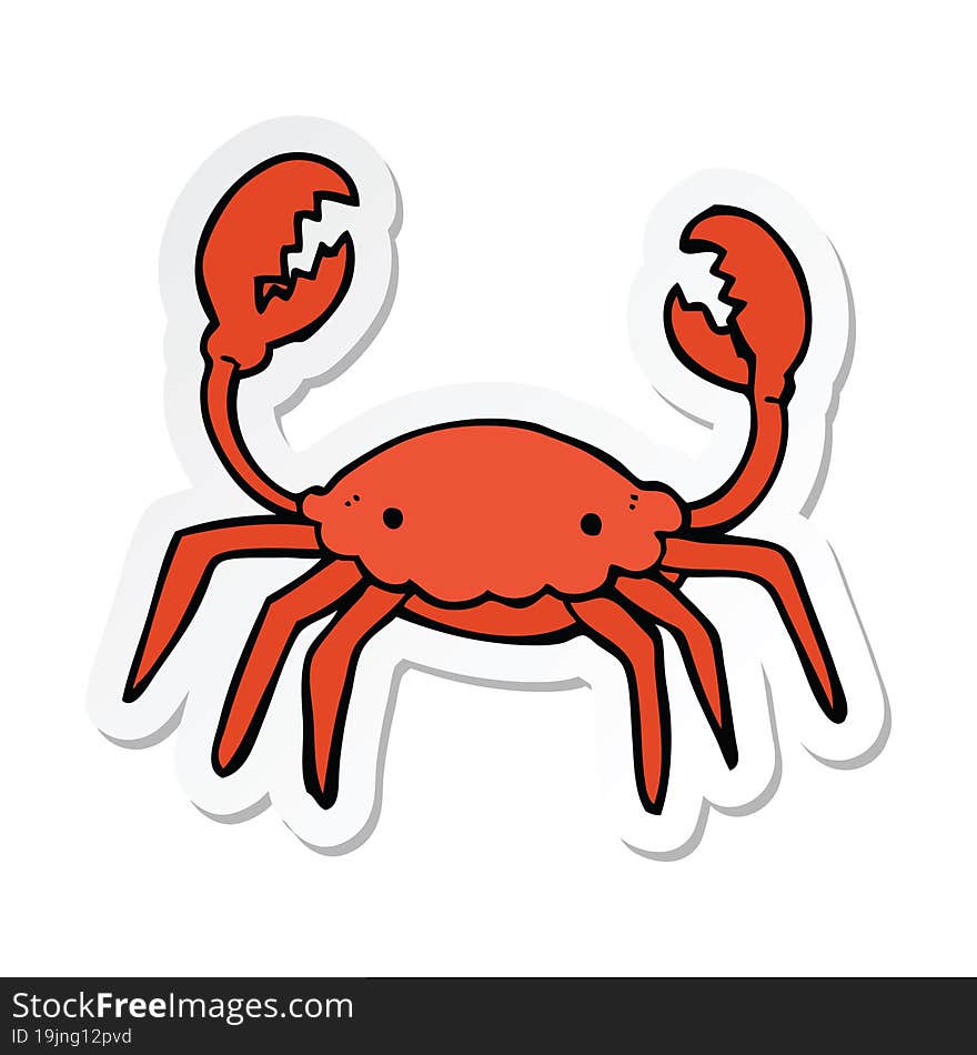 Sticker Of A Cartoon Crab