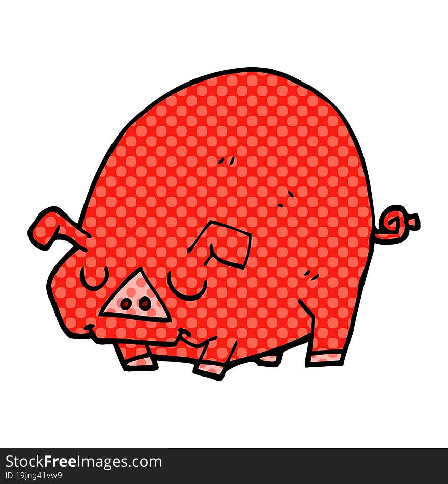 cartoon doodle fat pig