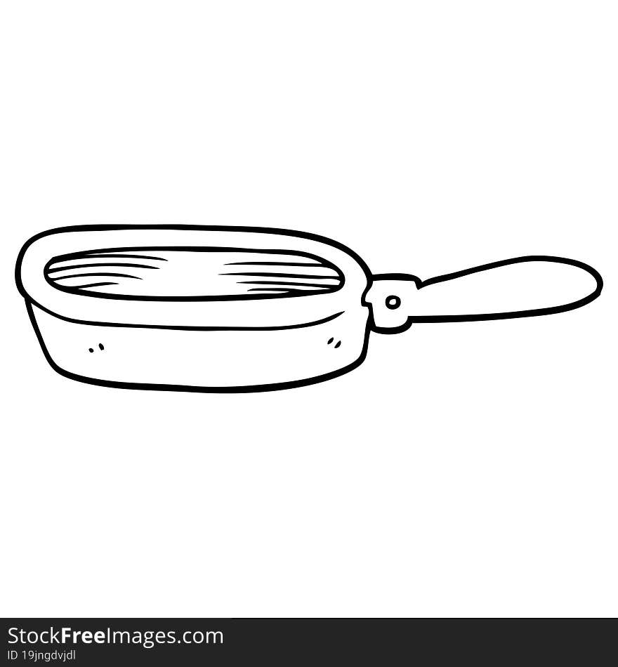 line drawing cartoon of a frying pan