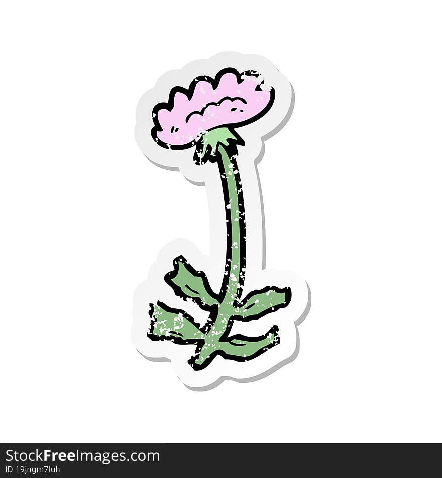 Retro Distressed Sticker Of A Cartoon Flower