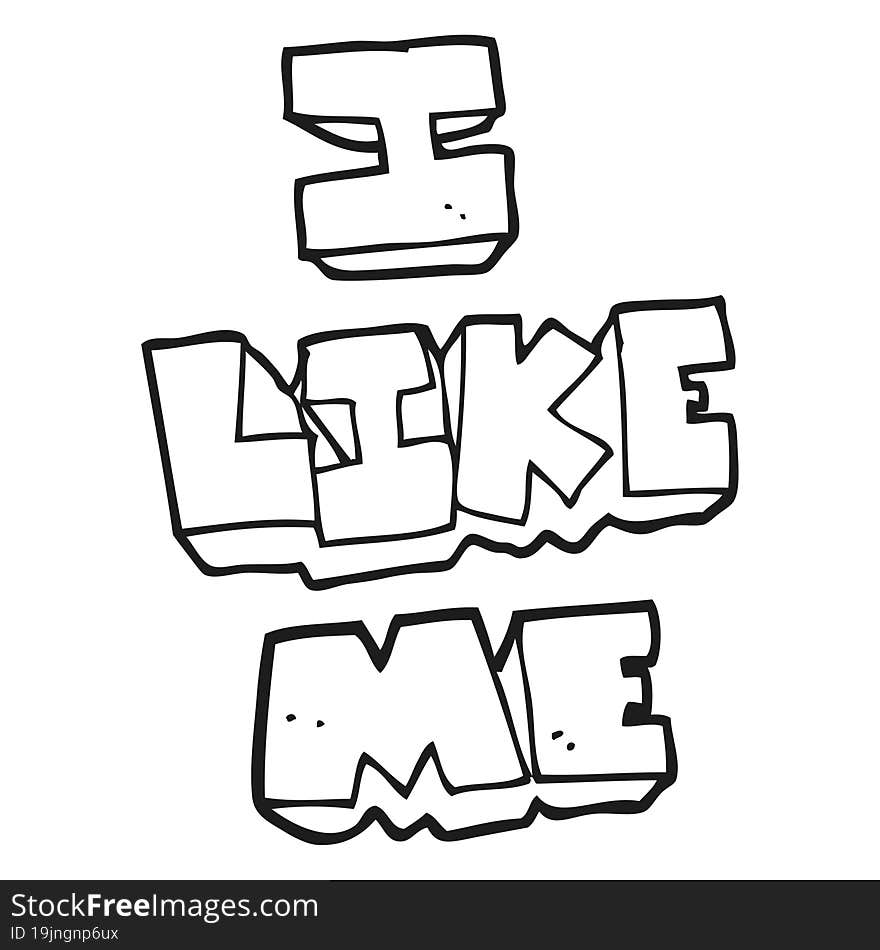 Black And White Cartoon I Like Me Symbol