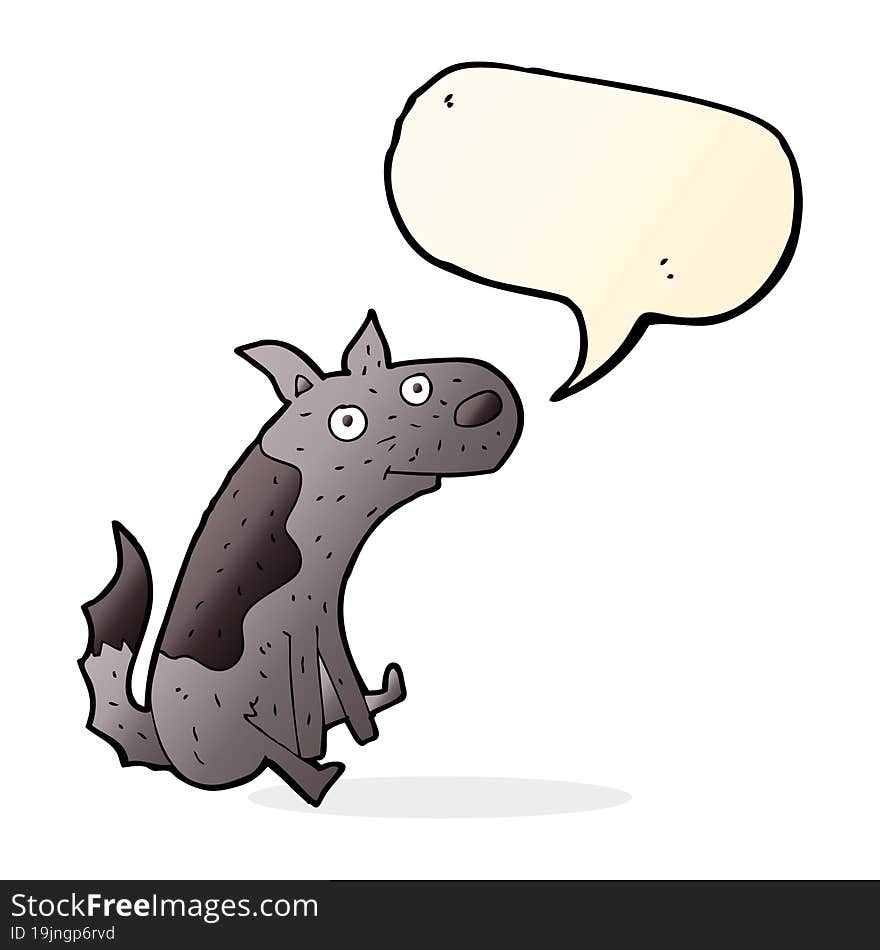 cartoon sitting dog with speech bubble