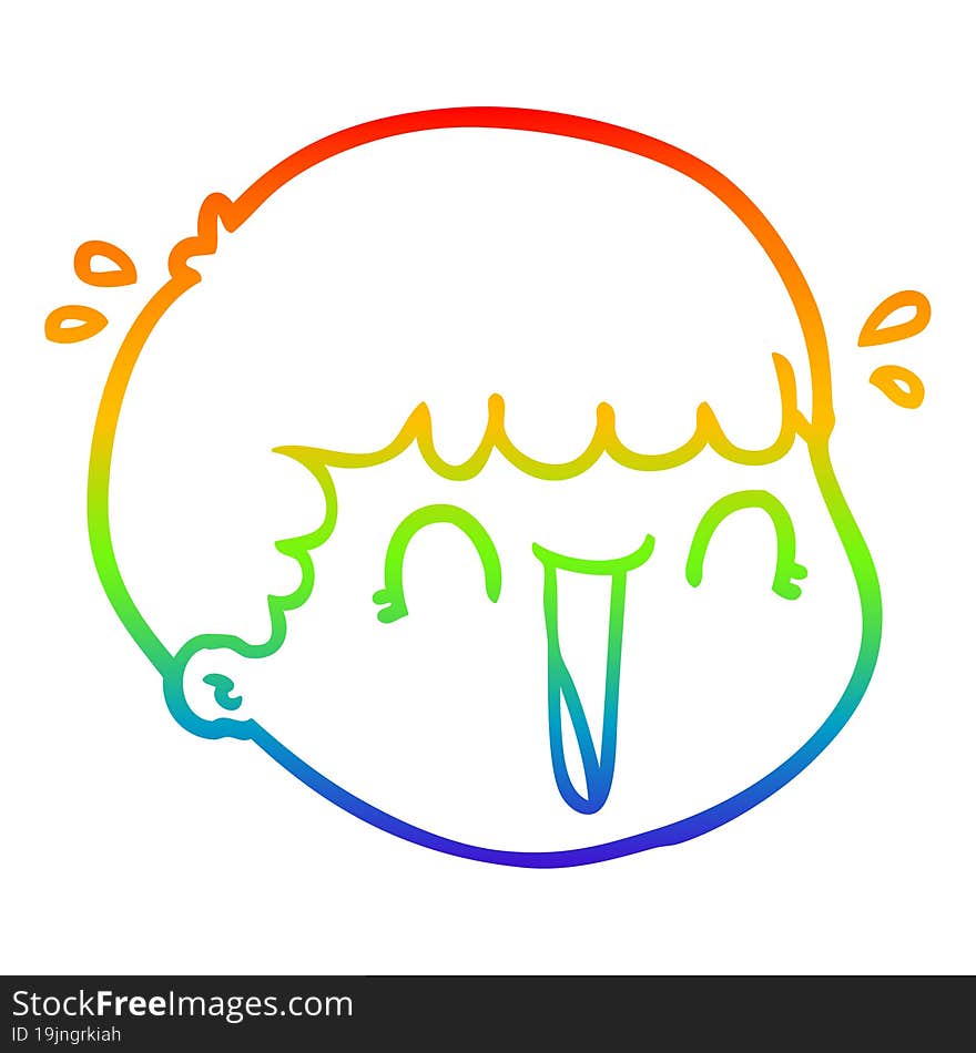 rainbow gradient line drawing cartoon male face