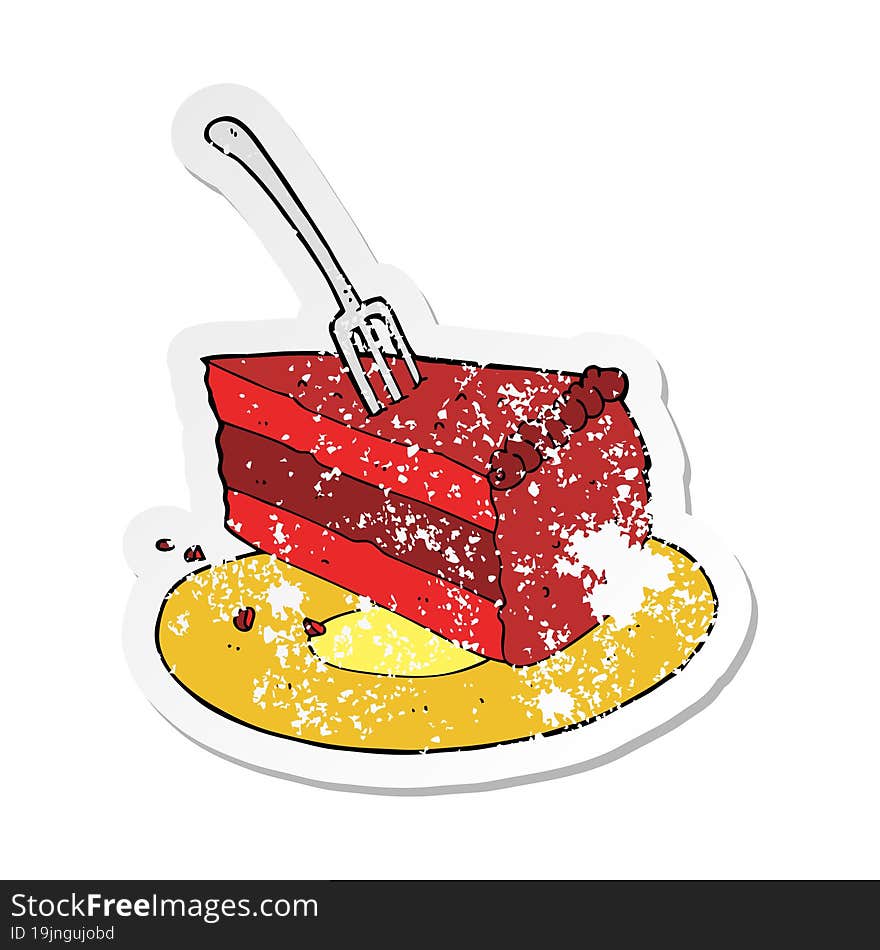 retro distressed sticker of a cartoon cake