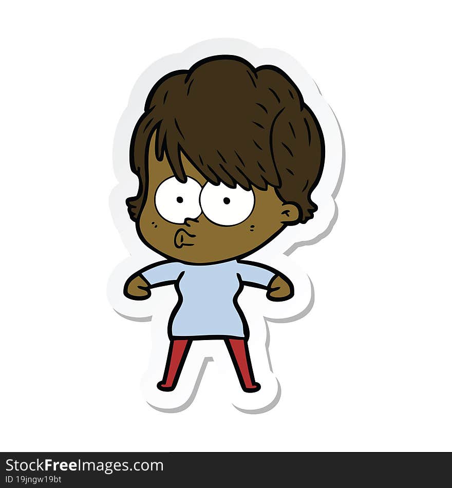 sticker of a cartoon woman