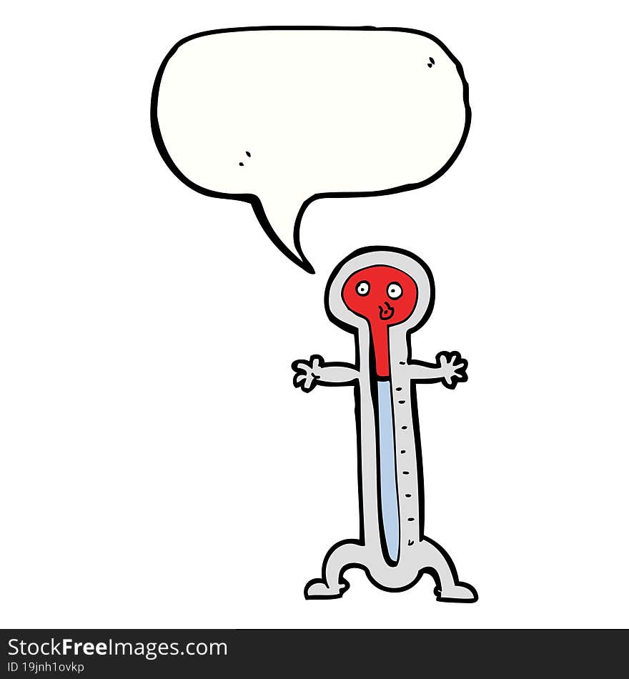 Cartoon Thermometer With Speech Bubble