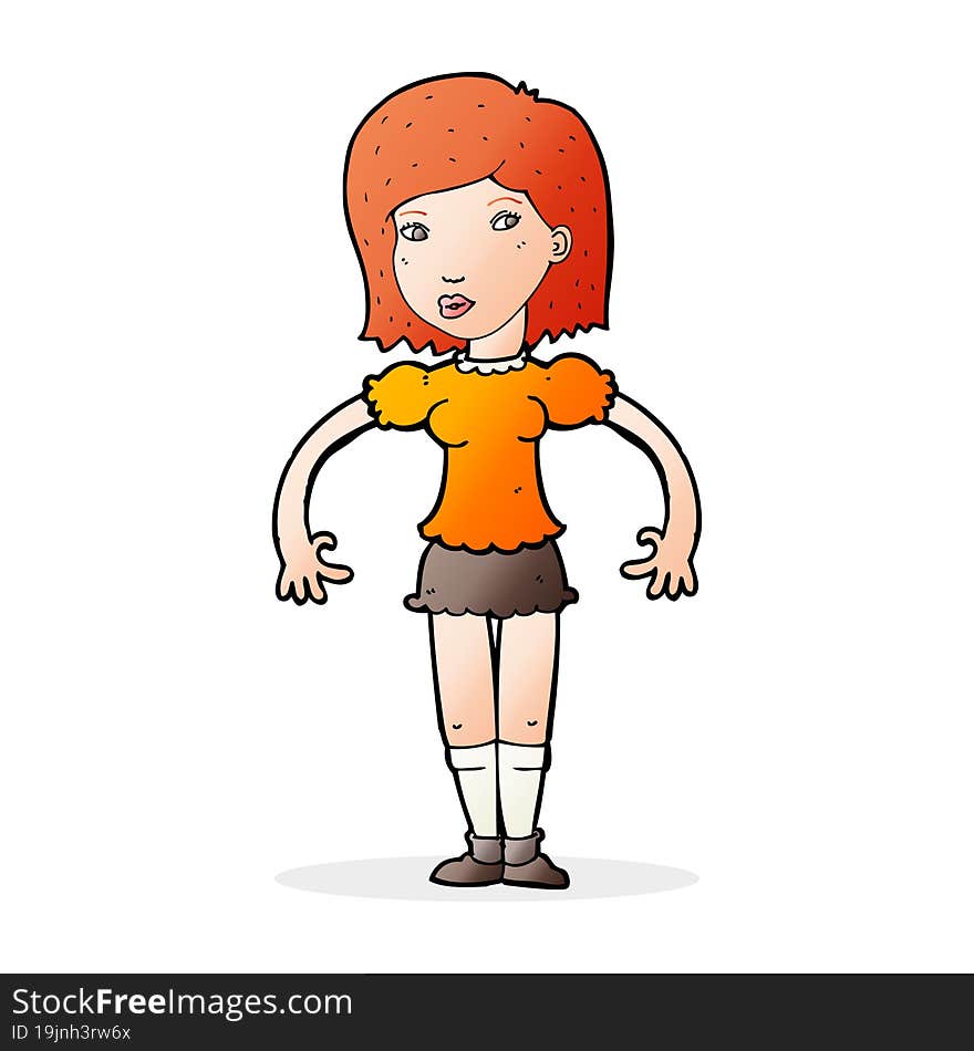 Cartoon Woman Looking Sideways