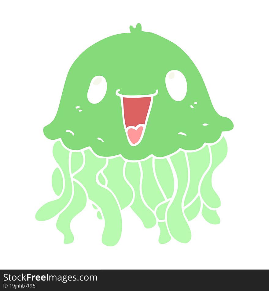 Flat Color Style Cartoon Jellyfish