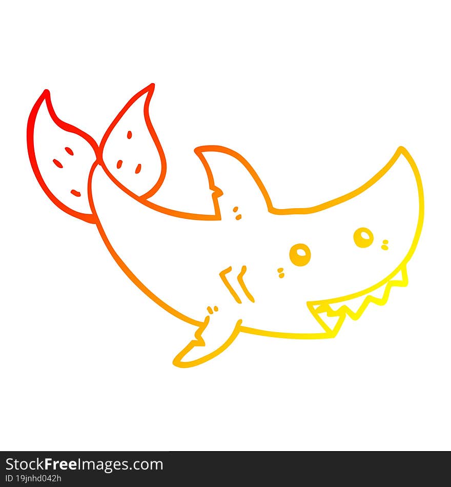 Warm Gradient Line Drawing Cartoon Shark