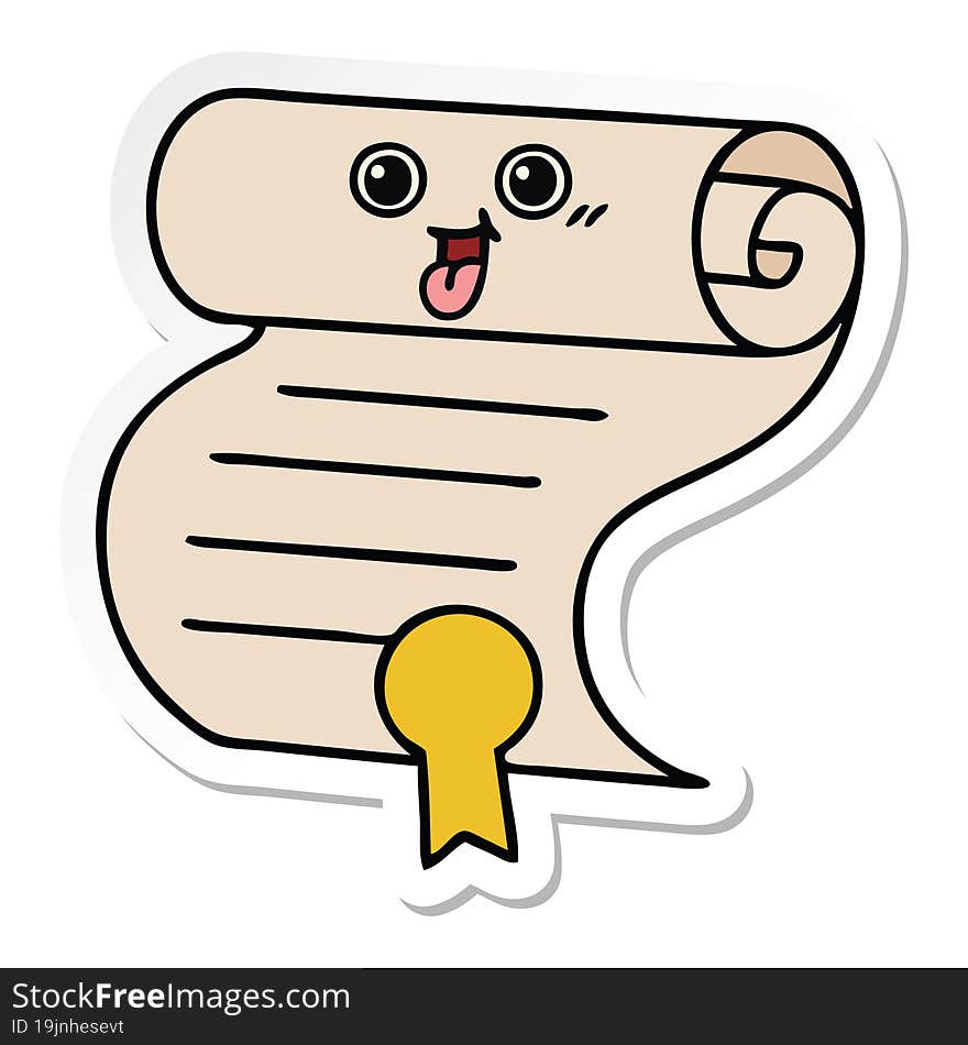 sticker of a cute cartoon contract