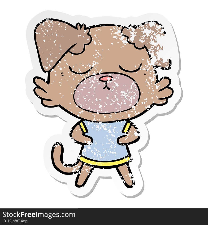 distressed sticker of a cute cartoon dog