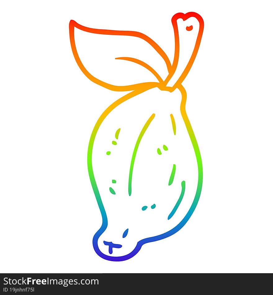 rainbow gradient line drawing cartoon organic lemon