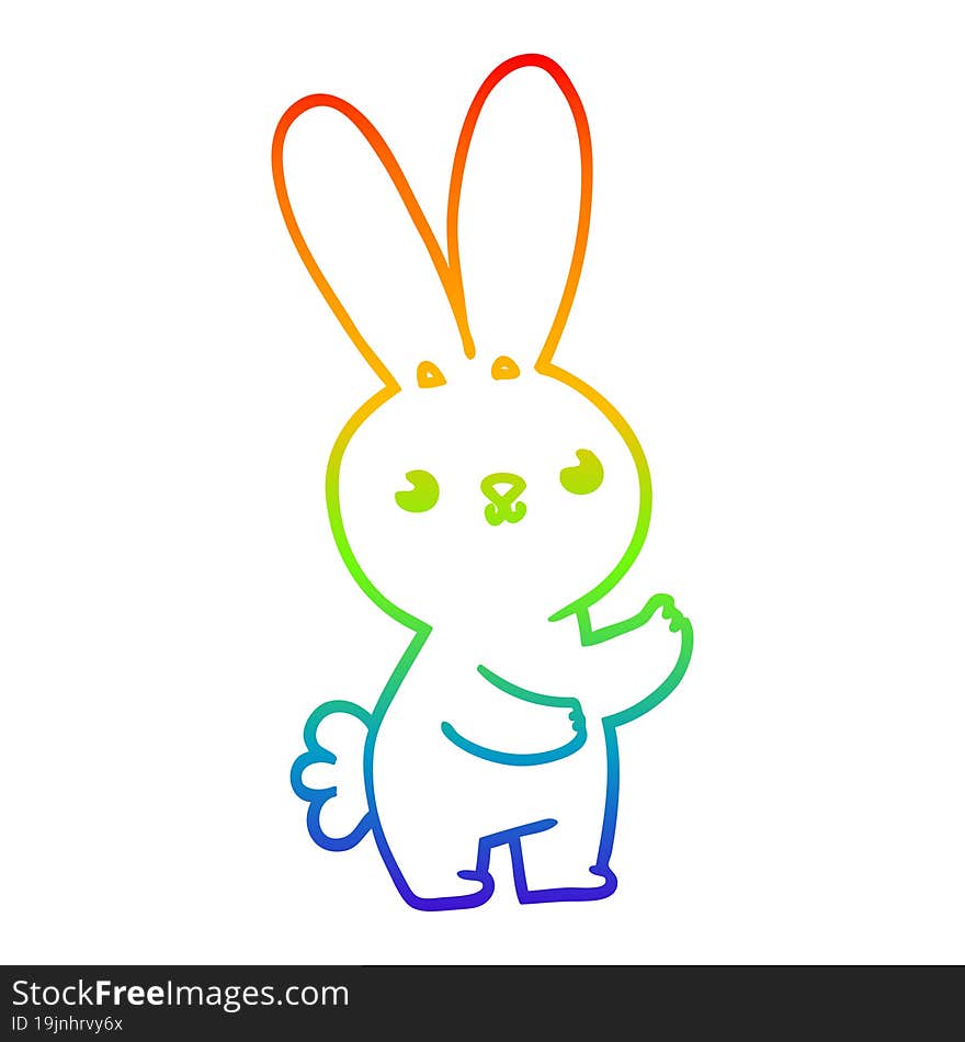 Rainbow Gradient Line Drawing Cute Cartoon Rabbit