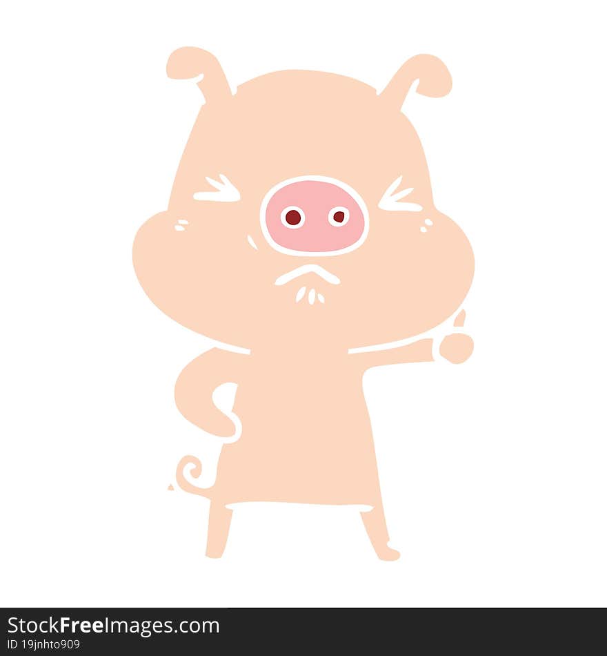 flat color style cartoon angry pig