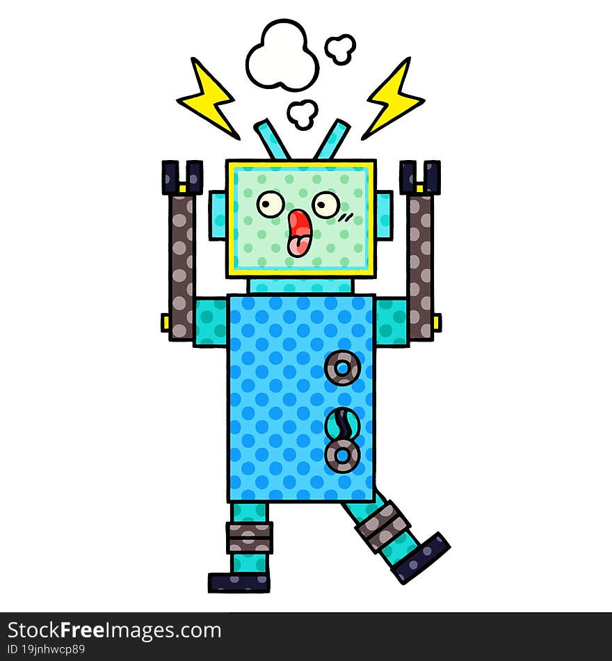 Comic Book Style Cartoon Robot