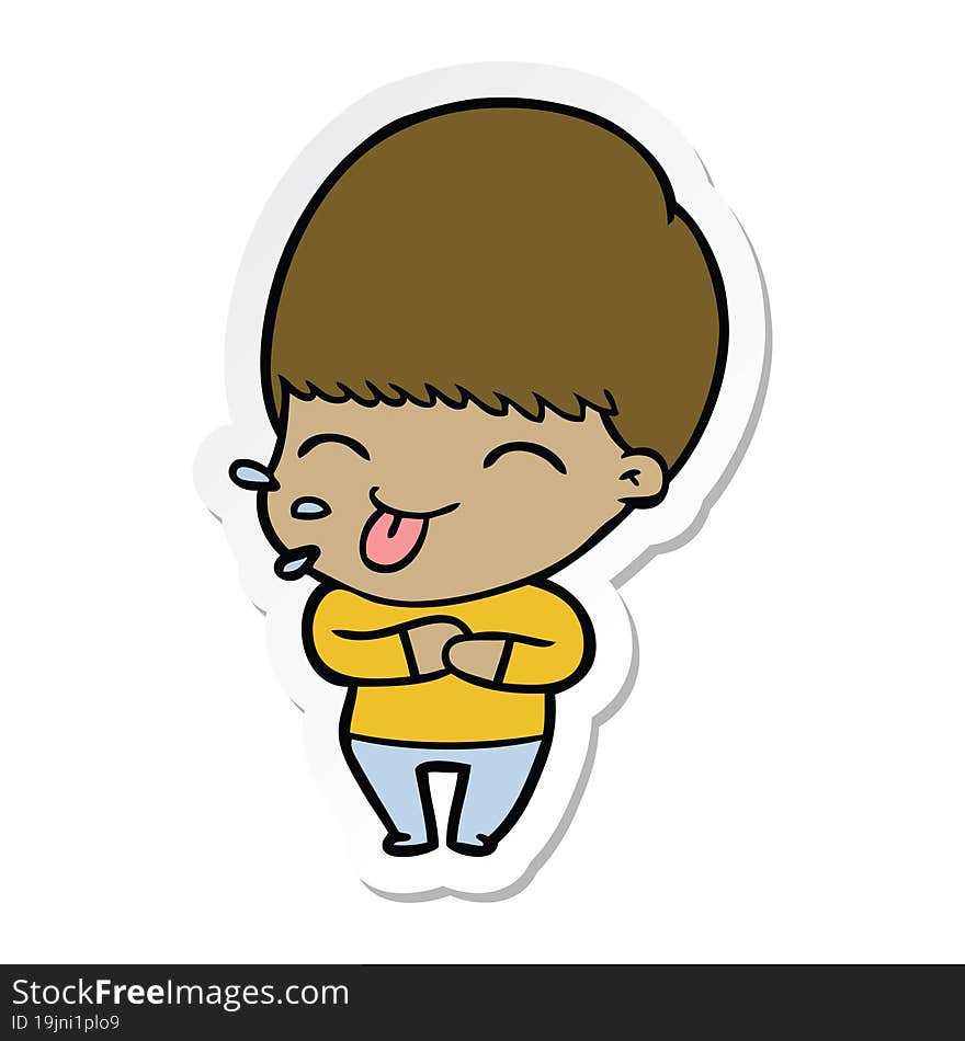 Sticker Of A Cartoon Boy Sticking Out Tongue