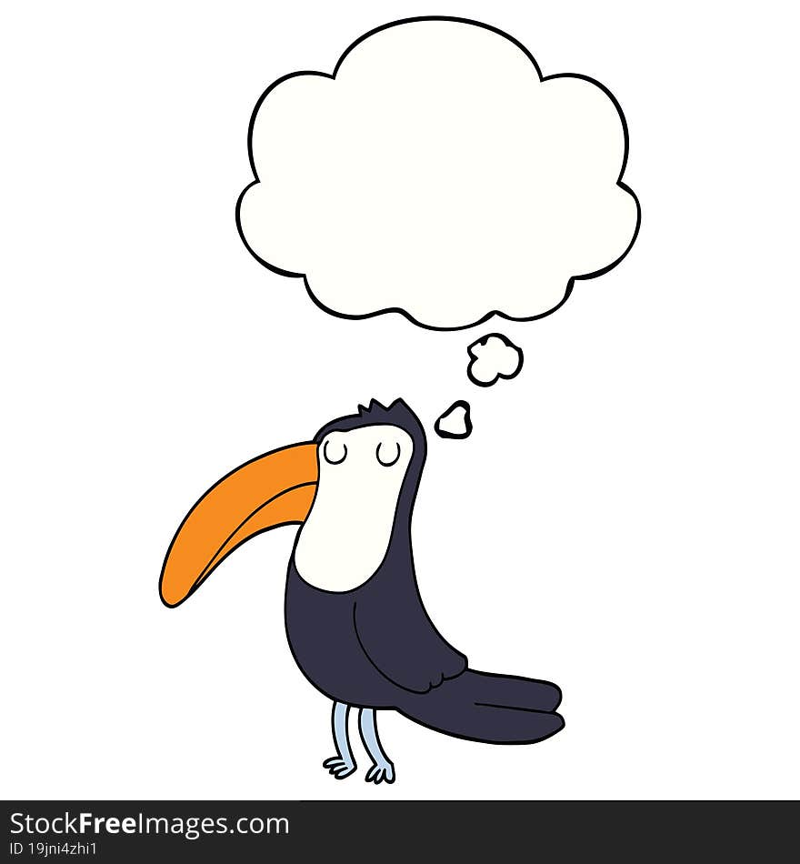 cartoon toucan with thought bubble. cartoon toucan with thought bubble