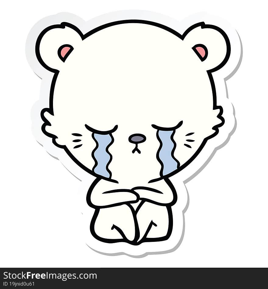 Sticker Of A Crying Cartoon Polarbear