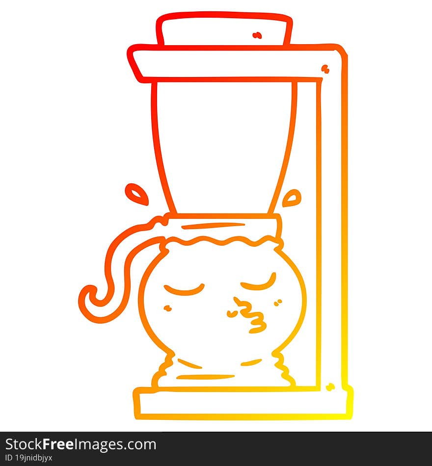 warm gradient line drawing of a cartoon filter coffee machine