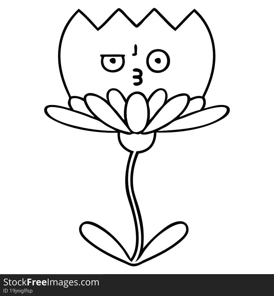 line drawing cartoon flower