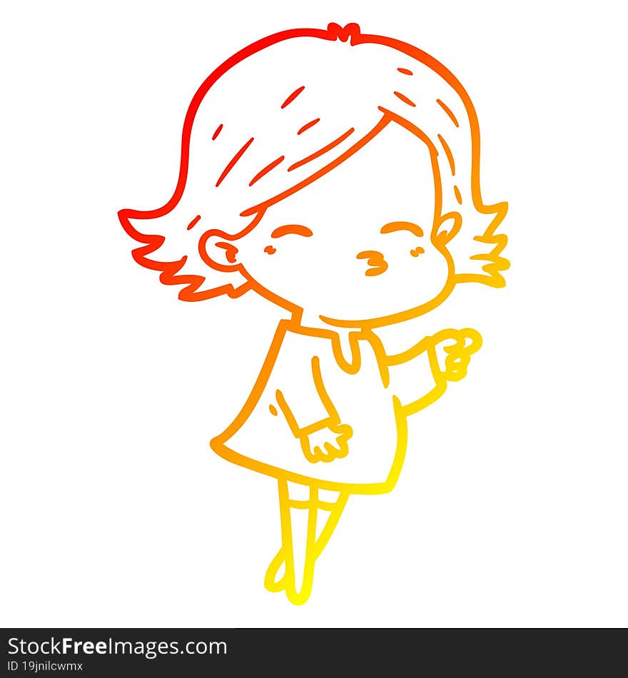 warm gradient line drawing cartoon woman pointing