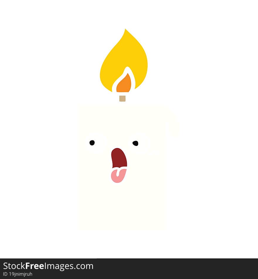 flat color retro cartoon lit candle