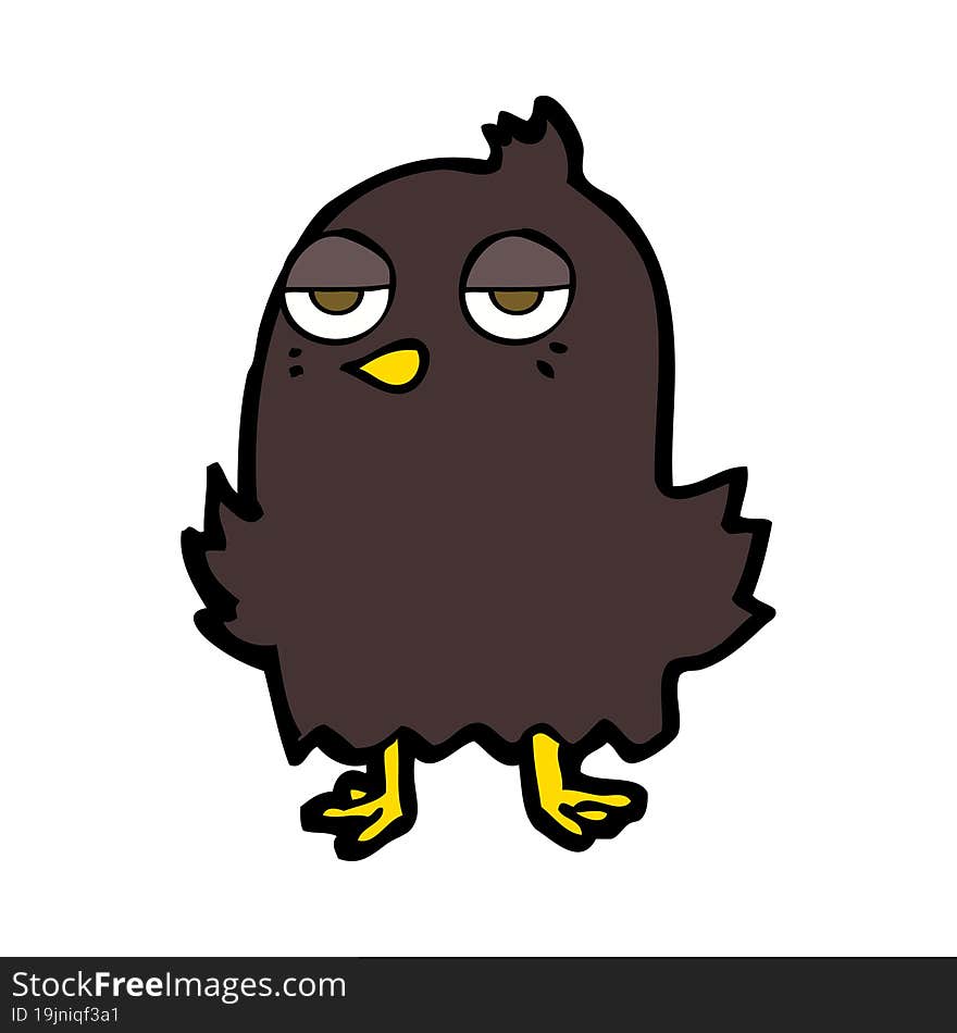 cartoon bored bird