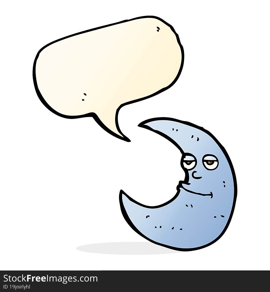 Happy Cartoon Moon With Speech Bubble