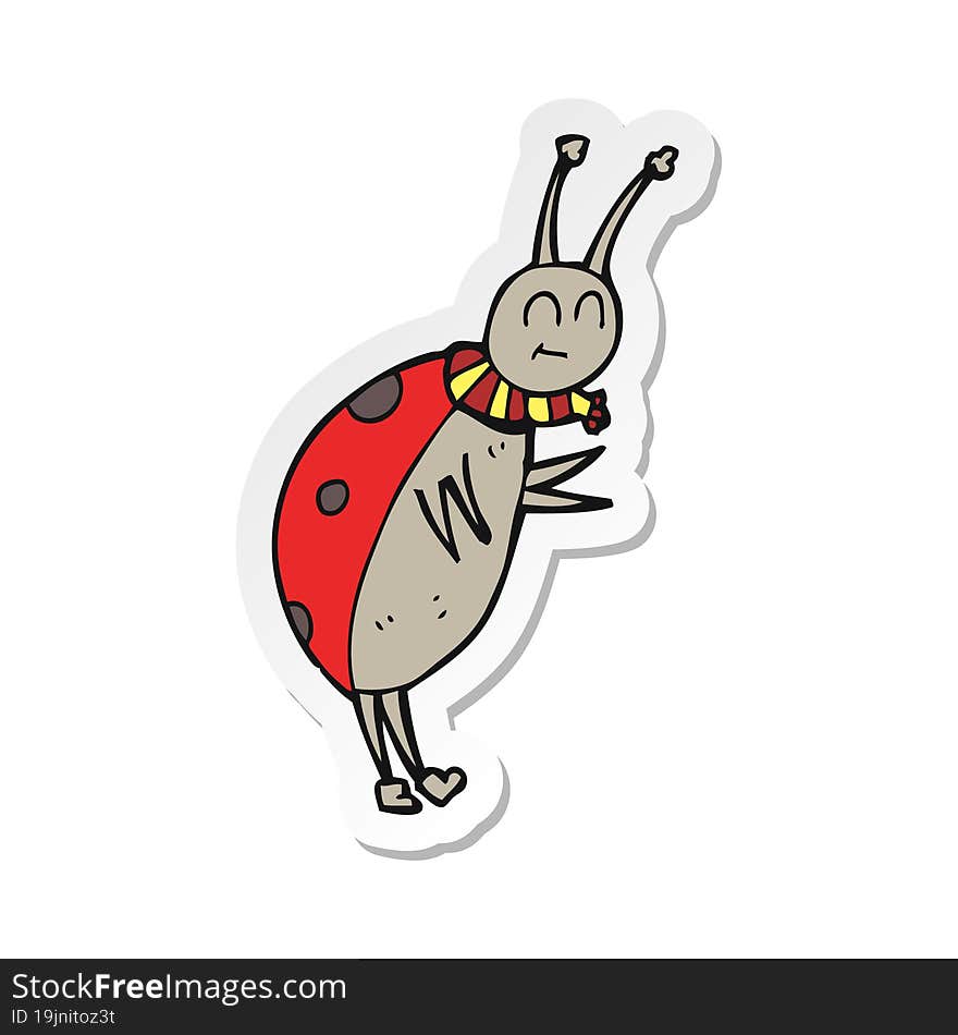 sticker of a cartoon ladybug