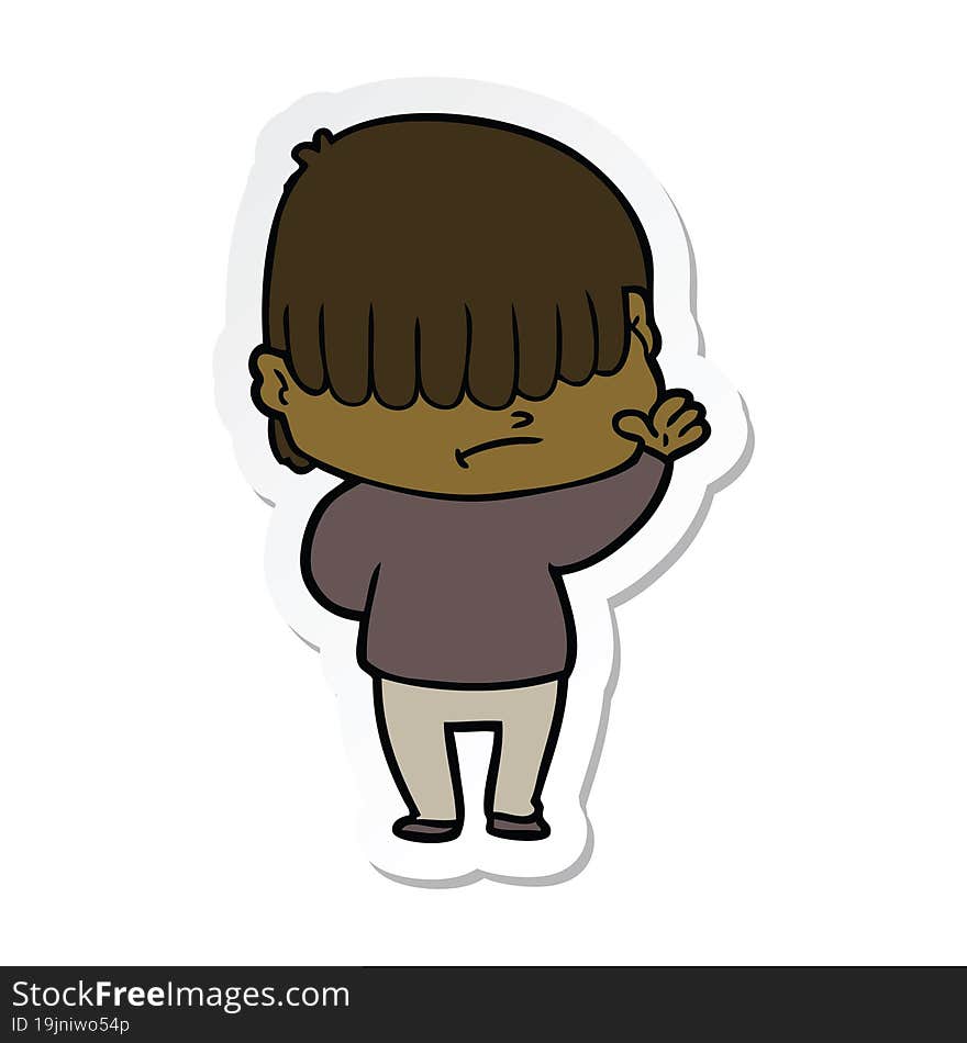 sticker of a cartoon boy with untidy hair