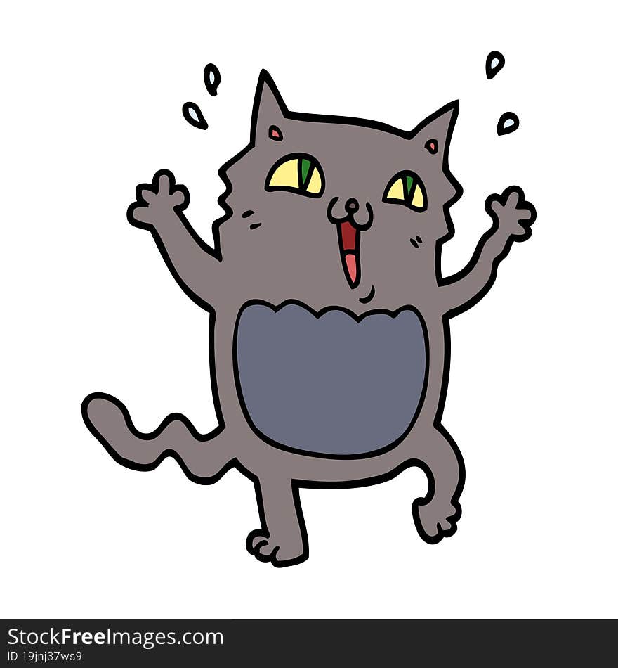 Cartoon Crazy Excited Cat