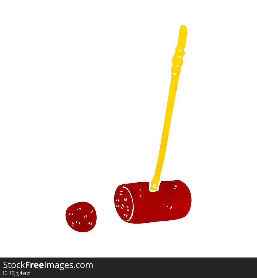 cartoon croquet mallet and ball