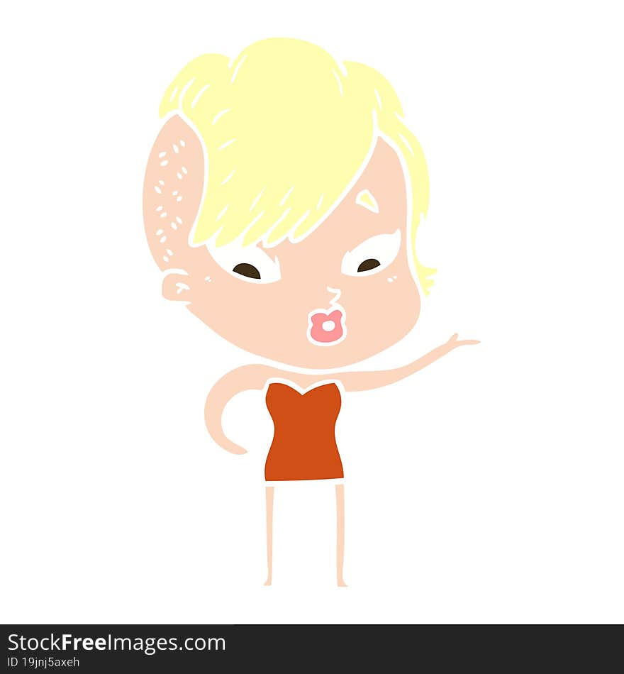 flat color style cartoon surprised girl