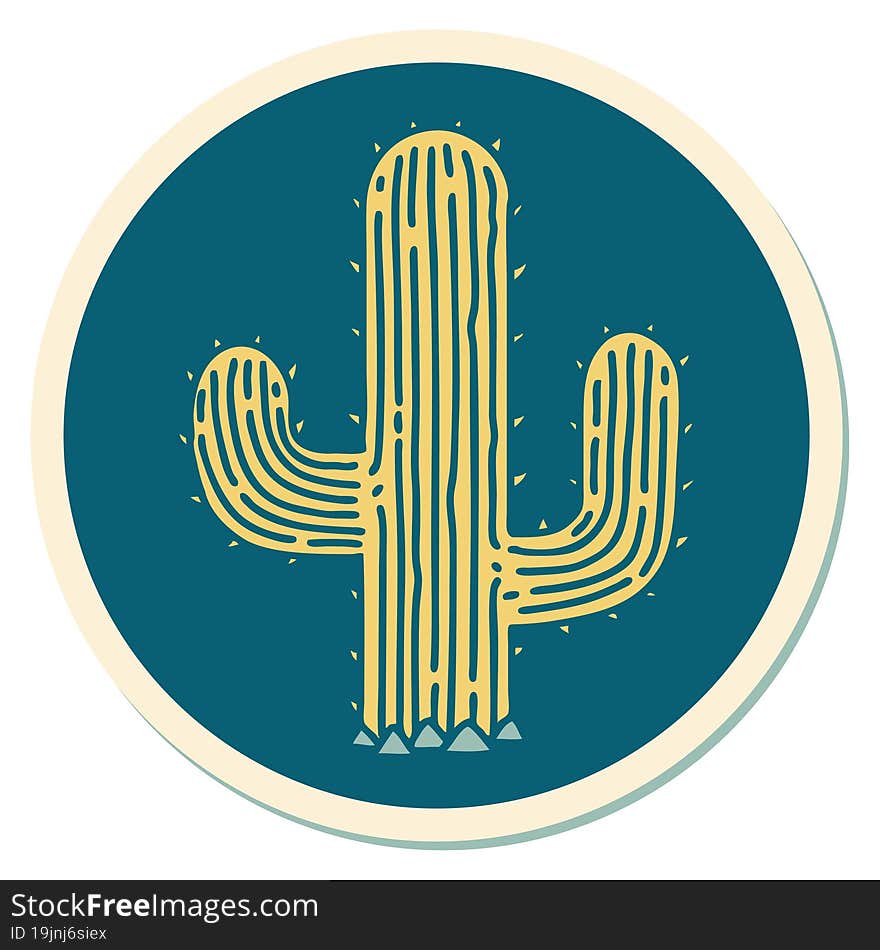 tattoo style sticker of a cactus