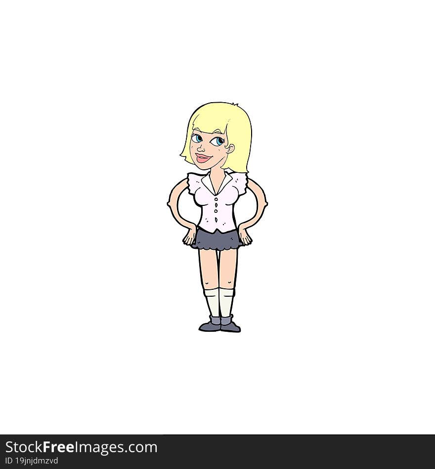 cartoon woman with hands on hips