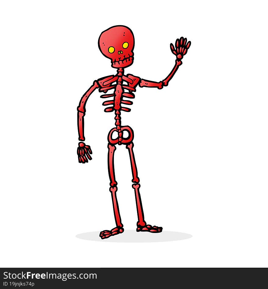 cartoon waving skeleton