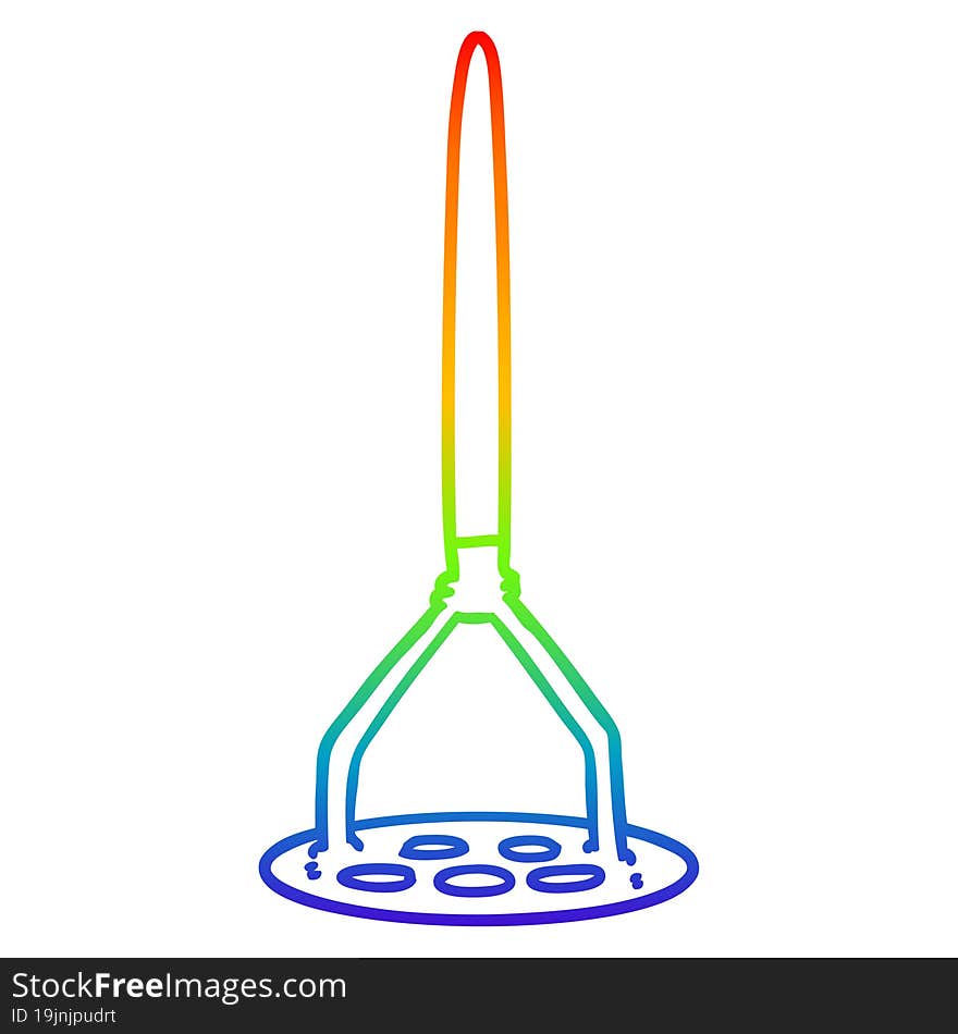 rainbow gradient line drawing of a cartoon potato masher