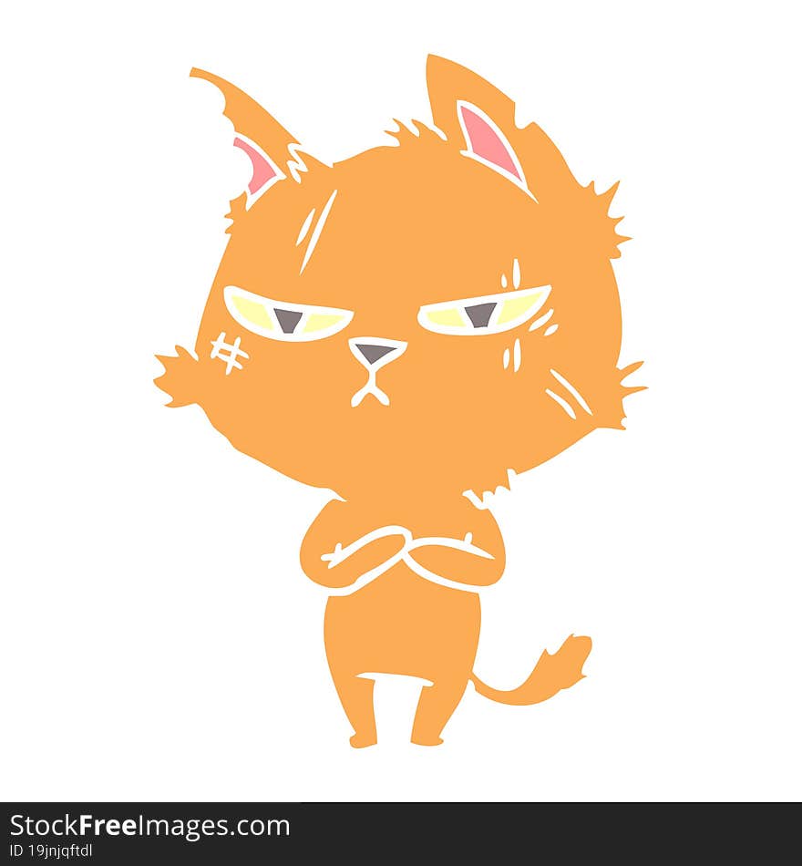 tough flat color style cartoon cat